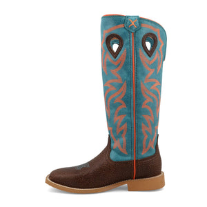 TWISTED X BOOTS Boots Twisted X Kids Dark Chocolate & Electric Turquoise Buckaroo Western Boot YBK0011