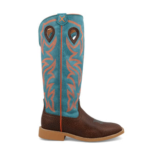 TWISTED X BOOTS Boots Twisted X Kids Dark Chocolate & Electric Turquoise Buckaroo Western Boot YBK0011