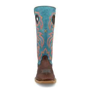 TWISTED X BOOTS Boots Twisted X Kids Dark Chocolate & Electric Turquoise Buckaroo Western Boot YBK0011