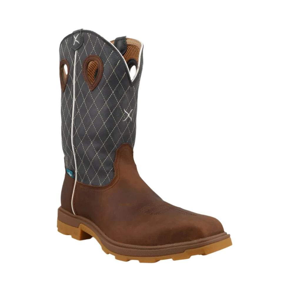 TWISTED X BOOTS Boots Twisted X Men's Brown & Dark Electric Blue Ultralite X Nano Toe Work Boot MULNW02