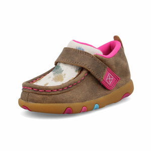 TWISTED X BOOTS Shoes Twisted X Infant Bomber White & Pink Driving Moc Shoe ICA0033