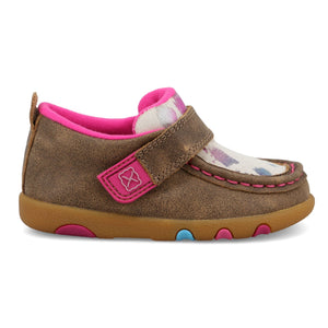 TWISTED X BOOTS Shoes Twisted X Infant Bomber White & Pink Driving Moc Shoe ICA0033