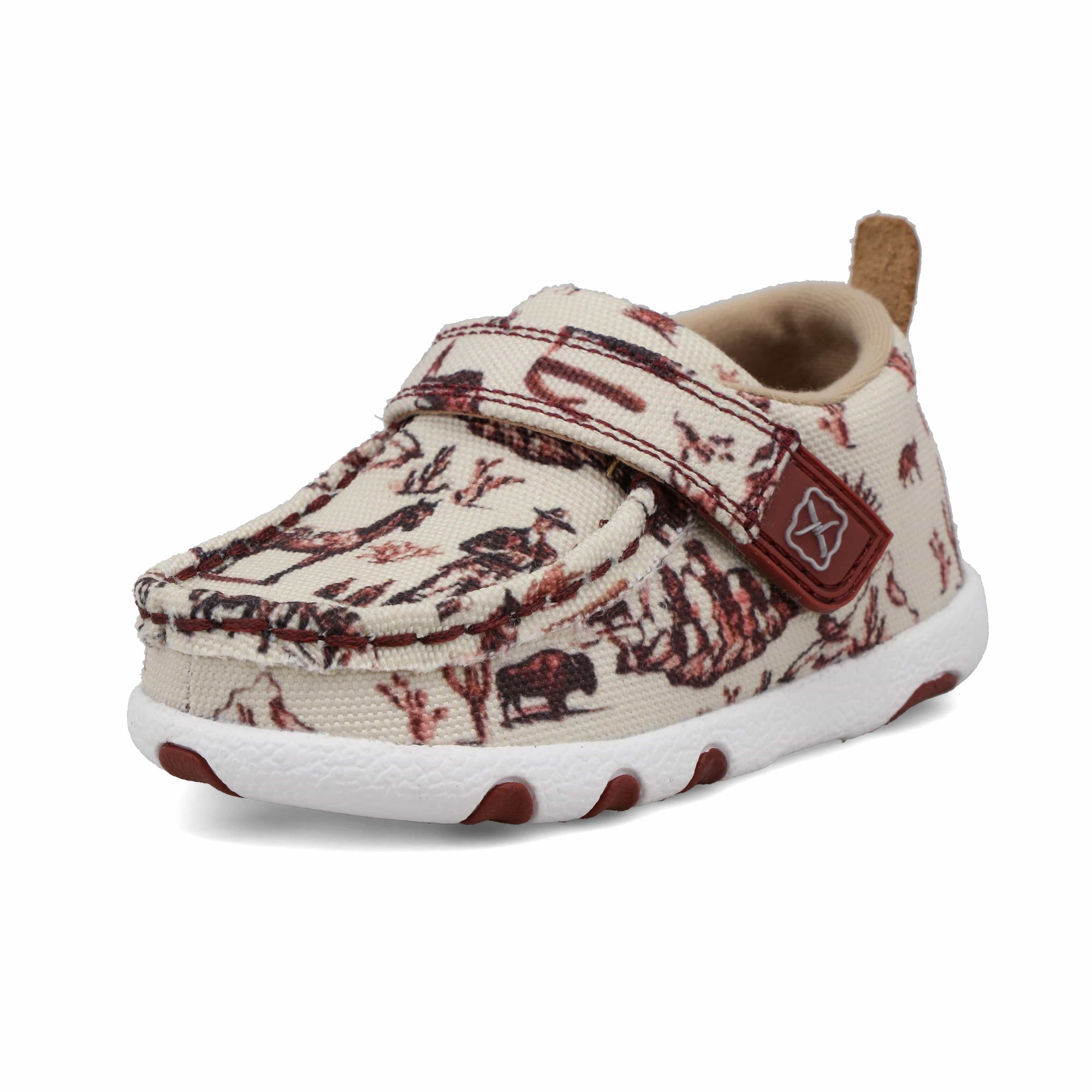 TWISTED X BOOTS Shoes Twisted X Infant Maroon & Ivory Driving Moc Shoe ICA0028