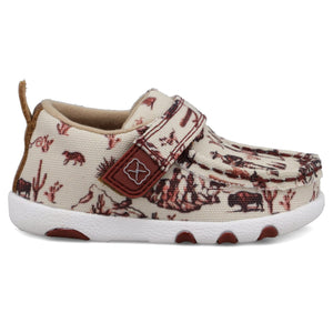 TWISTED X BOOTS Shoes Twisted X Infant Maroon & Ivory Driving Moc Shoe ICA0028