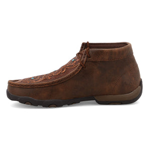 TWISTED X BOOTS Shoes Twisted X Women's Brown & Tooled Flower Chukka Driving Moc Shoe WDM0081