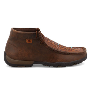 TWISTED X BOOTS Shoes Twisted X Women's Brown & Tooled Flower Chukka Driving Moc Shoe WDM0081