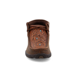 TWISTED X BOOTS Shoes Twisted X Women's Brown & Tooled Flower Chukka Driving Moc Shoe WDM0081