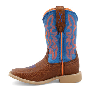 Twisted X Boots Twisted X Kids Cognac Bullhide & Neon Blue Hooey Western Boot CHY0001