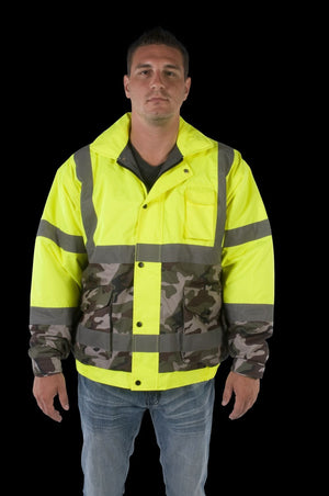 Utility Pro Wear Men's Outerwear UHV561 HiVis Bomber with Camo Bottom - SPECIAL EDITION