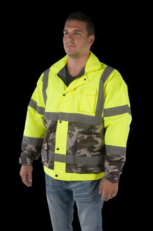 Utility Pro Wear Men's Outerwear UHV561 HiVis Bomber with Camo Bottom - SPECIAL EDITION