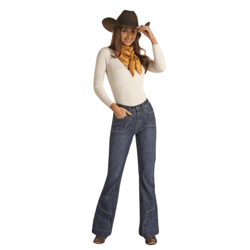 Rock & Roll Cowgirl Women's Medium Wash Ripped Jean Shorts RRWD68R0VB