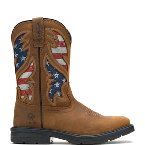 WOLVERINE Boots Wolverine Men's Rancher Flag Steel-Toe Wellington Work Boot W241183