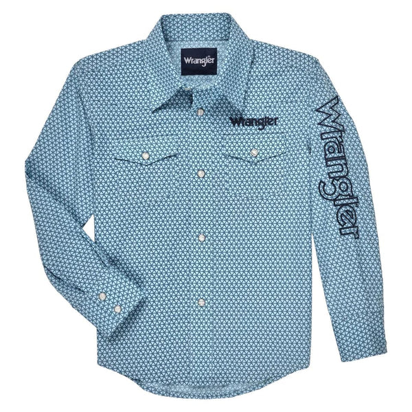 Men's Wrangler® Logo Long Sleeve Button-Down Print Shirt