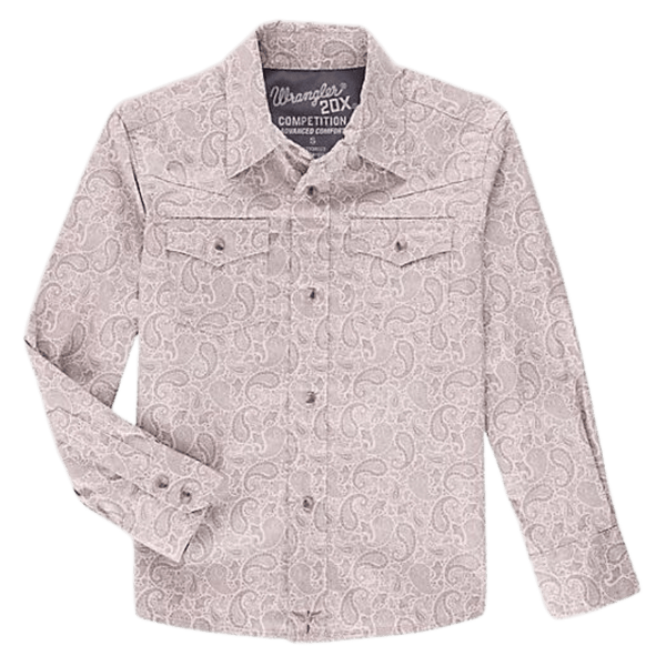 Wrangler Boys 20X Advanced Comfort Sandy Paisley Print Long Sleeve Western  Snap Shirt 112338023