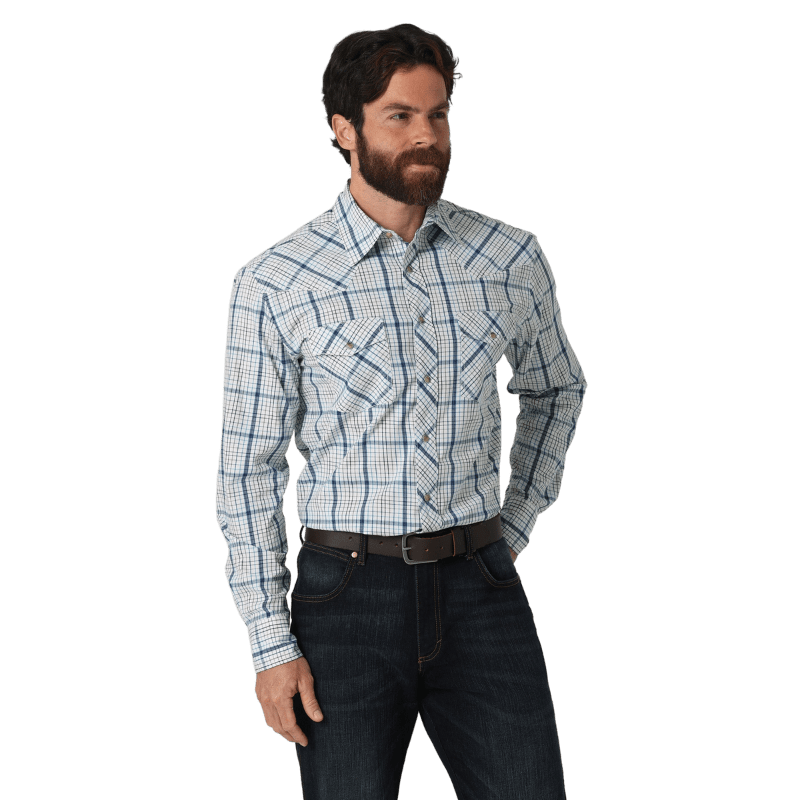 Wrangler Men's 20X® Competition Advanced Comfort Blue Cove Long Sleeve -  Russell's Western Wear, Inc.