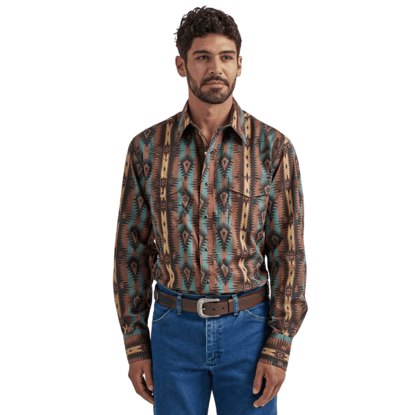 Wrangler Men's Silver Edition Copper Print Long Sleeve Western Shirt 1 -  Russell's Western Wear, Inc.