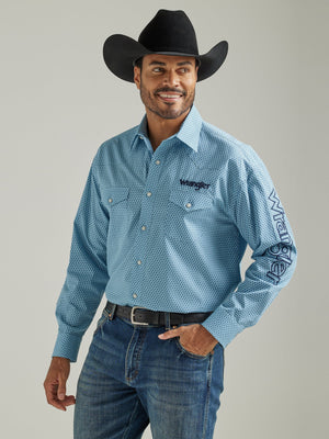 WRANGLER JEANS Shirts Wrangler Men's Dusty Aqua Classic Fit Long Sleeve Western Snap Shirt 112327778