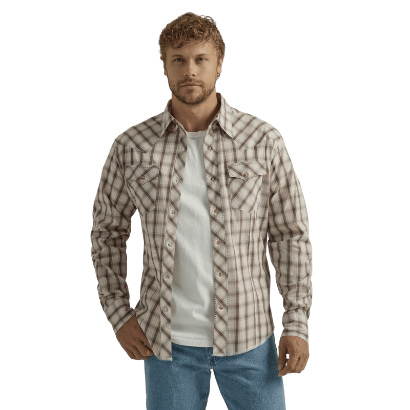 Wrangler pearl snap hot sale long sleeve