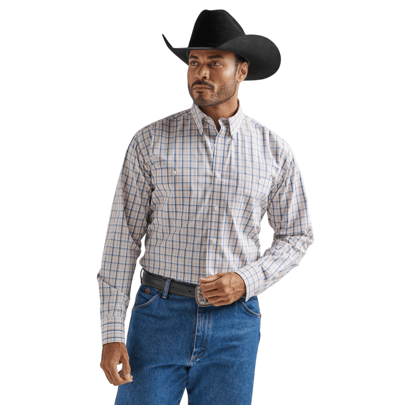 Wrangler Men's George Strait Plaid Long Sleeve Western Shirt