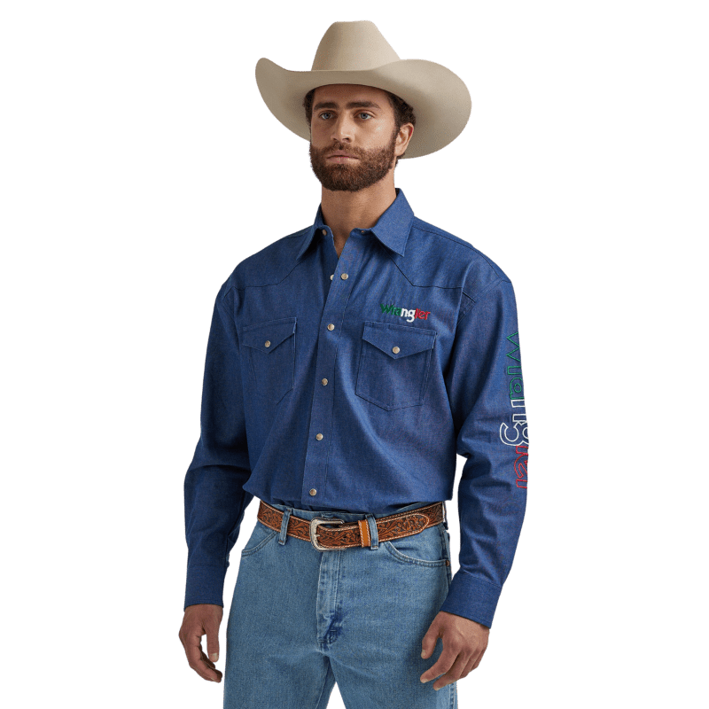 Men's Long Sleeve Western Denim Shirt