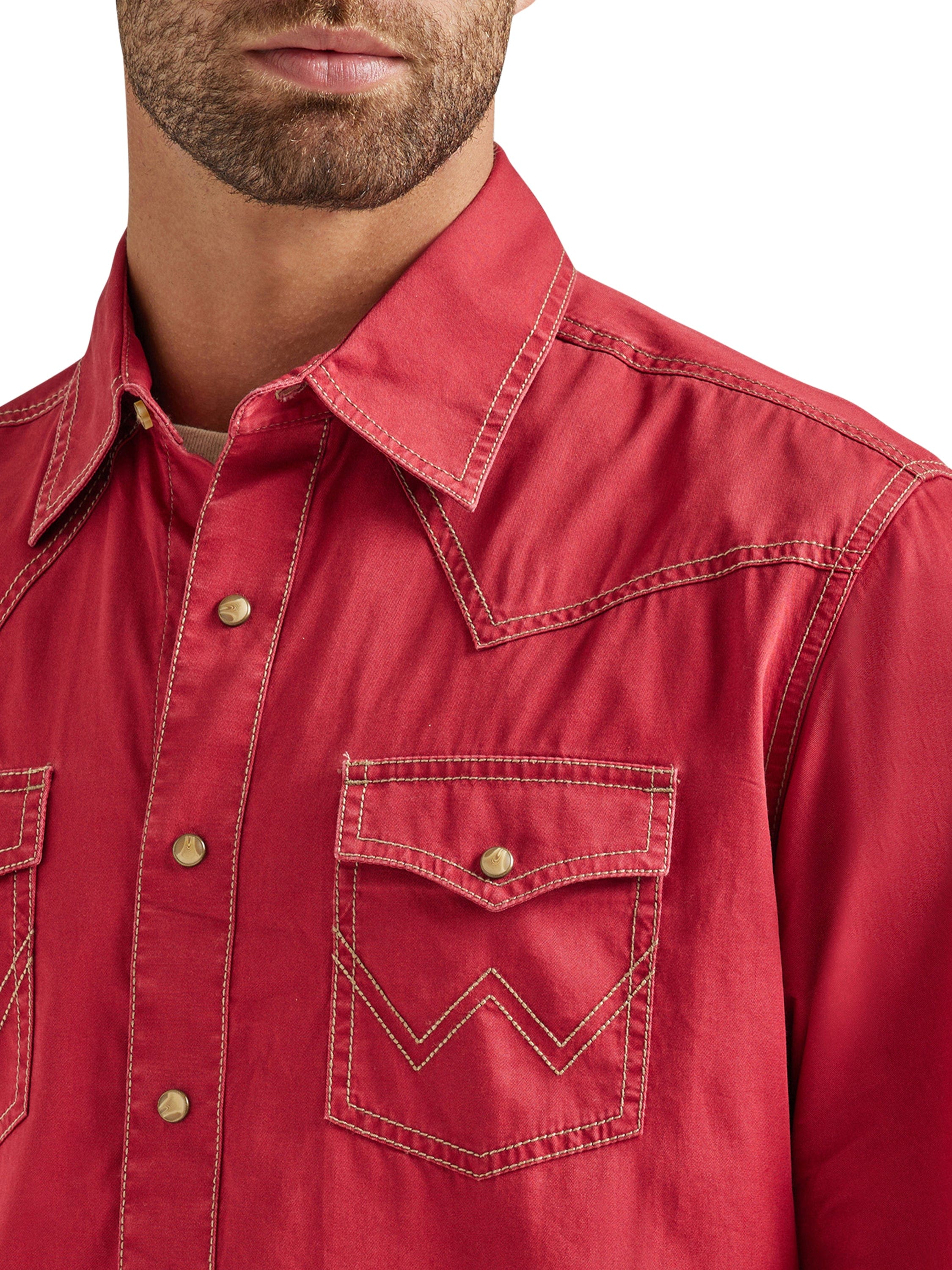 Wrangler Men's Retro Premium Chili Red Long Sleeve Western Snap Shirt -  Russell's Western Wear