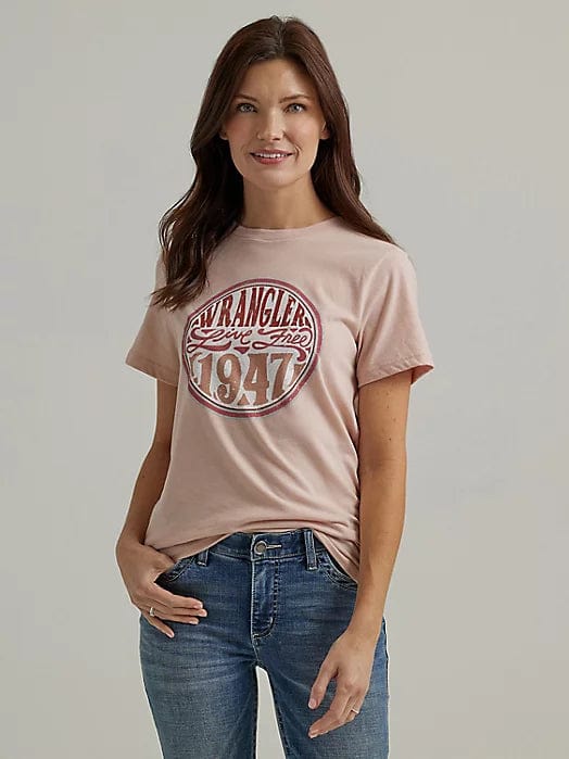 Wrangler Women's Nostalgia Logo Peach Whip Heather Graphic T-Shirt 112344164