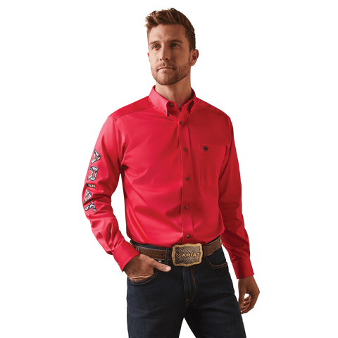 Ariat Men's Team Logo Azalea Twill Fitted Long Sleeve Shirt 10043567