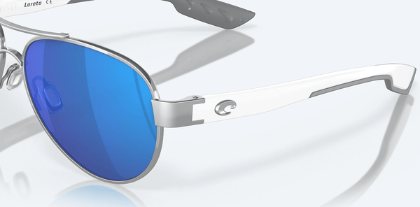 Costa Del Mar Loreto Palladium White Temples Frame Blue Mirror Glass L Russell s Western Wear Inc