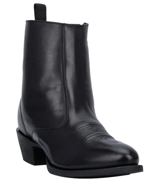 Mens shops black leather side zip boots