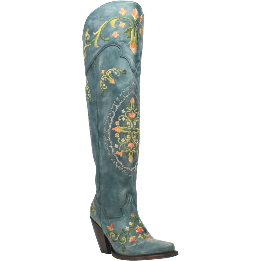 Premium Photo  A blue boot with flowers on it that says  lumina