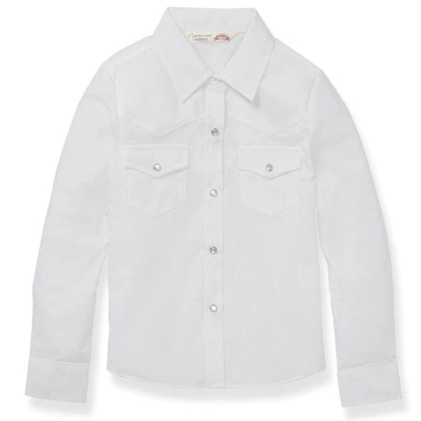 Ely Walker Girls White Long Sleeve Western Shirt 15521905