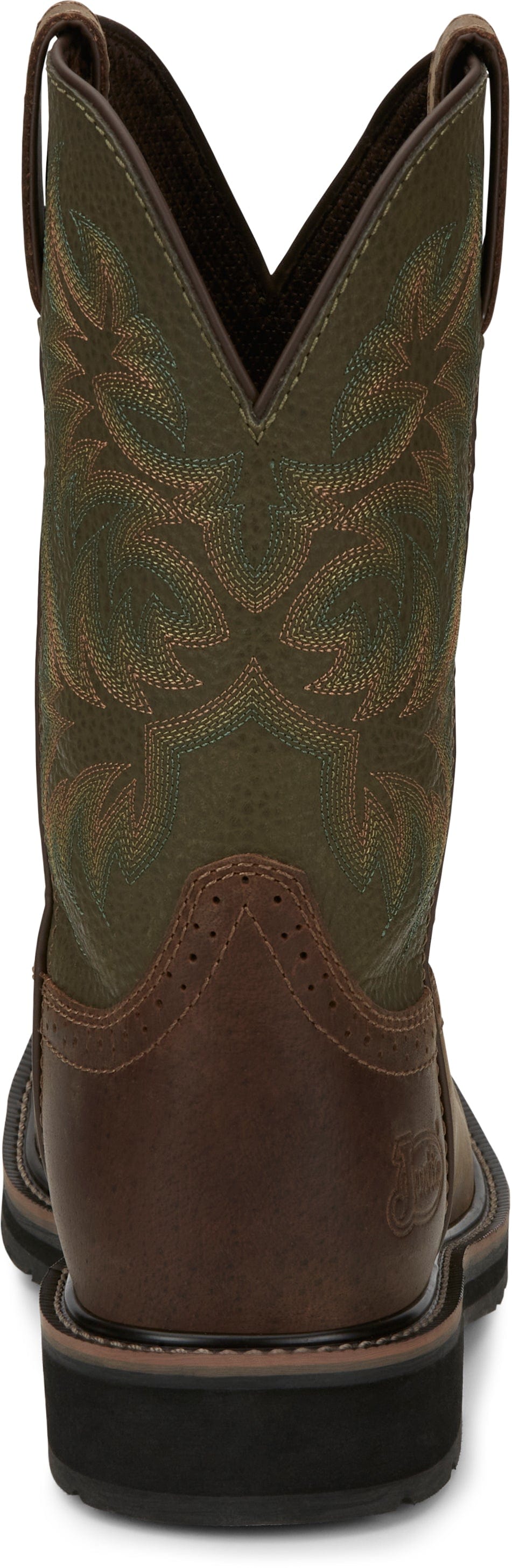 Justin Men's Stampede Driller Brown/Green Steel Toe Work Boots