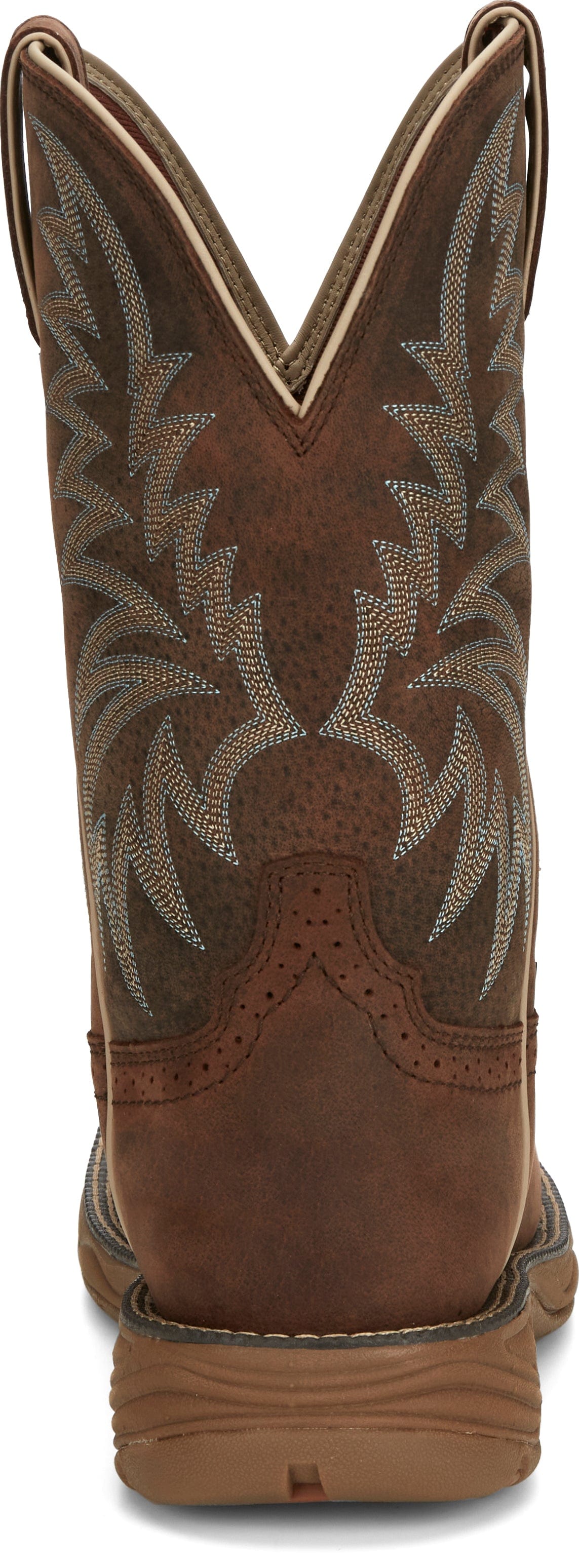 Justin Men s Stampede Rush Hickory Brown Square Toe Work Boots SE7400 Size 11 D Leather