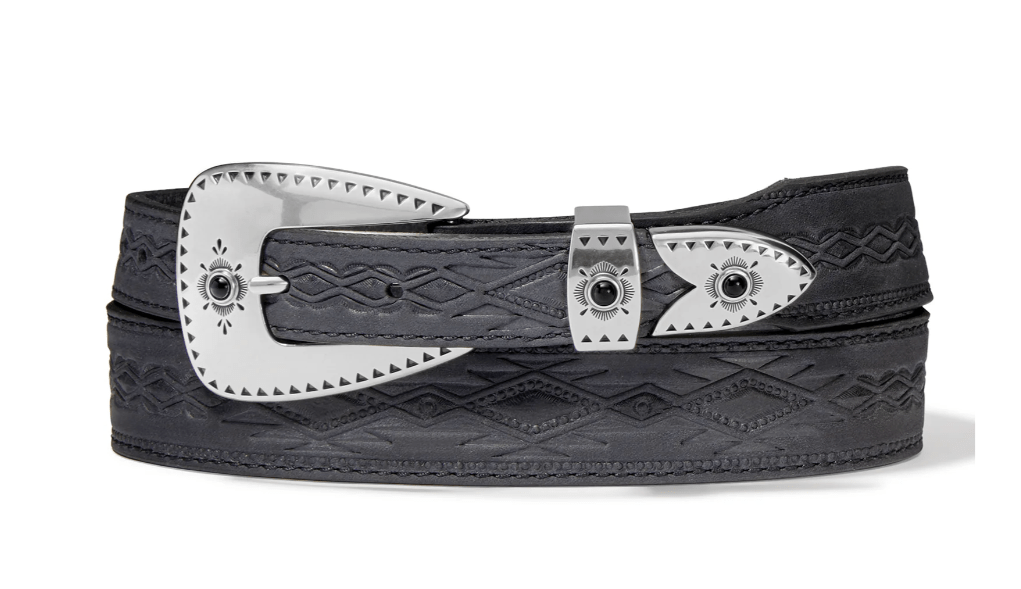 Women's Oversized Rhinestone Buckle Belt Cowgirl | Black Full Grain Leather 46 / 115 cm - Black | Capo Pelle