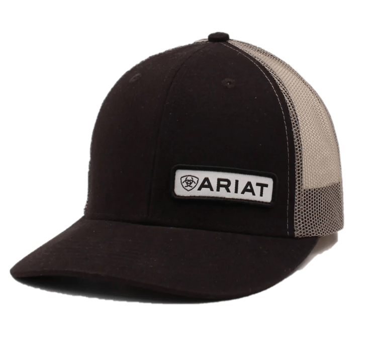 Ariat Men's Black Offset Logo Patch Mesh Back Cap A300000501 