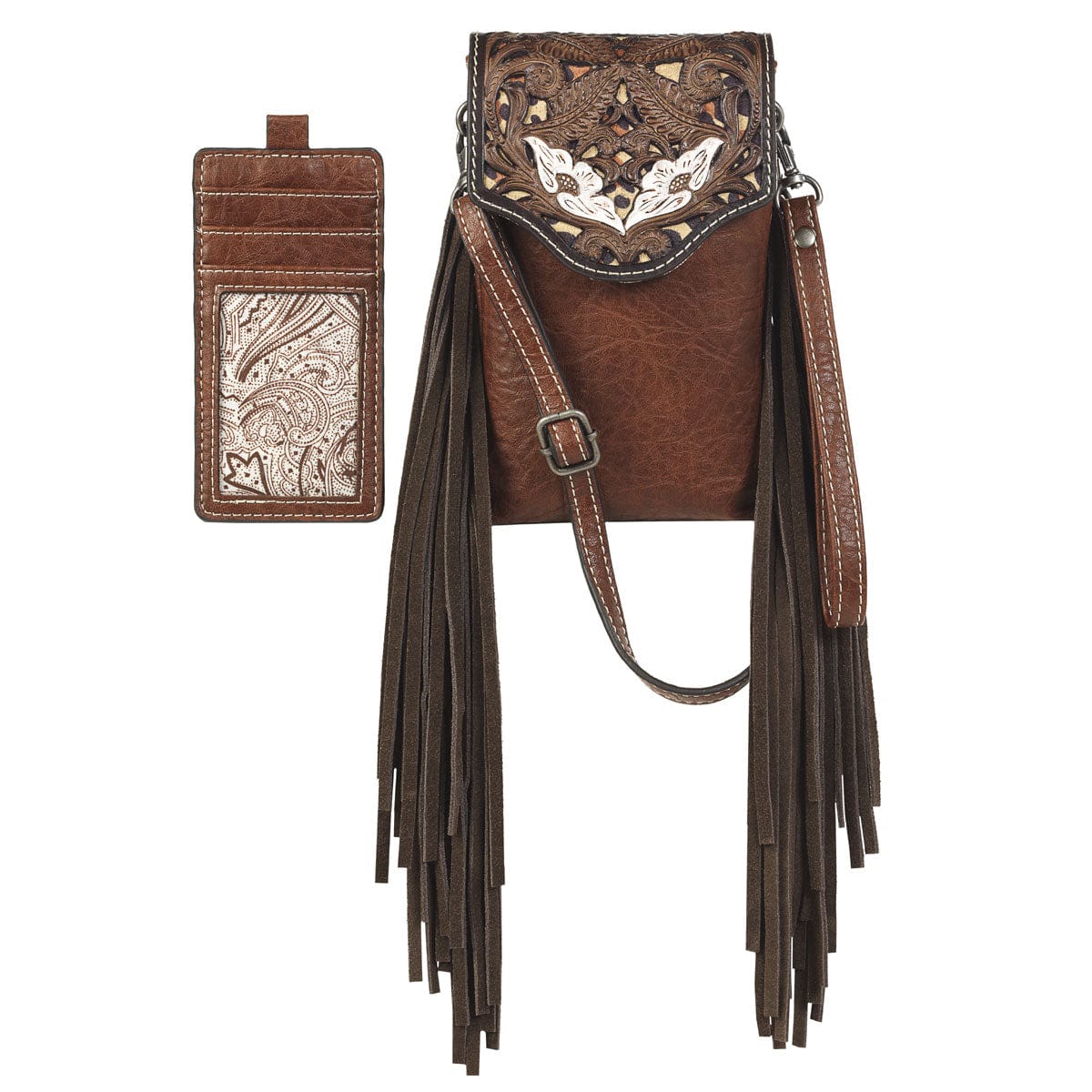 Ready to Ship Distressed Embossed Leather Western CROSS BODY Rodeo Purse  Strap or Camera Strap W/ Clips 