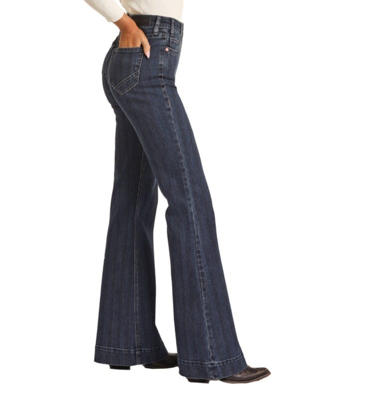 Women's High Rise Trouser Extra Stretch Jeans - Rock and Roll Denim