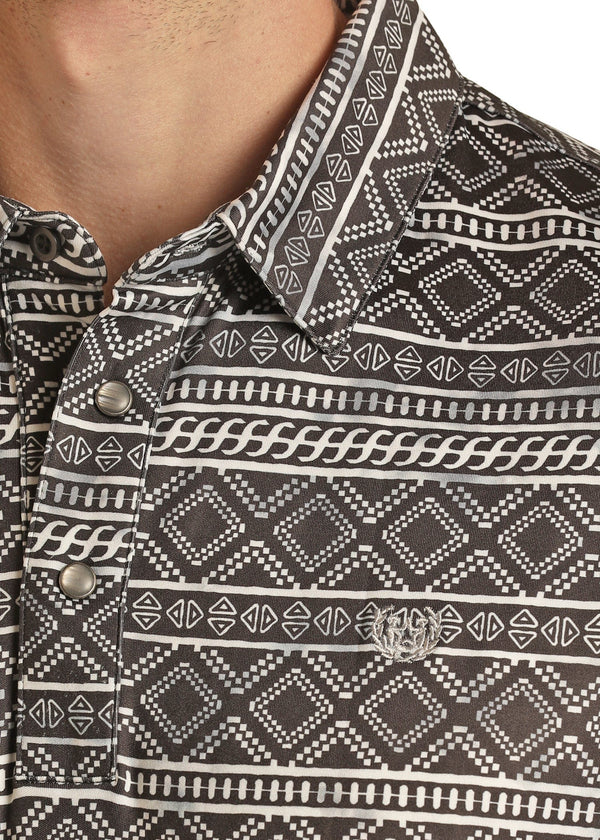 Panhandle Slim Mens Tan Aztec Printed Polo