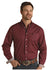 PANHANDLE SLIM Shirts Panhandle Men's Roughstock Burgundy Long Sleeve Button Down Shirt RSMSODRYTF