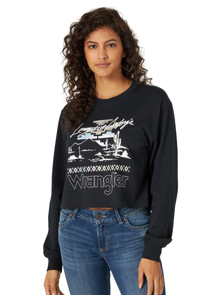 Wrangler Women's Long Live Cowboys Tee Black, L - 112336173