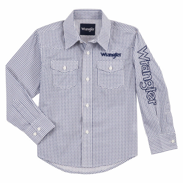 Wrangler Boys Logo Atlantic Long Sleeve Western Snap Shirt 112317215 Russell s Western Wear Inc