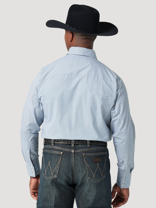 Wrangler Men's George Strait Troubador Tranquil Diamonds Long Sleeve  Western Shirt 112317163