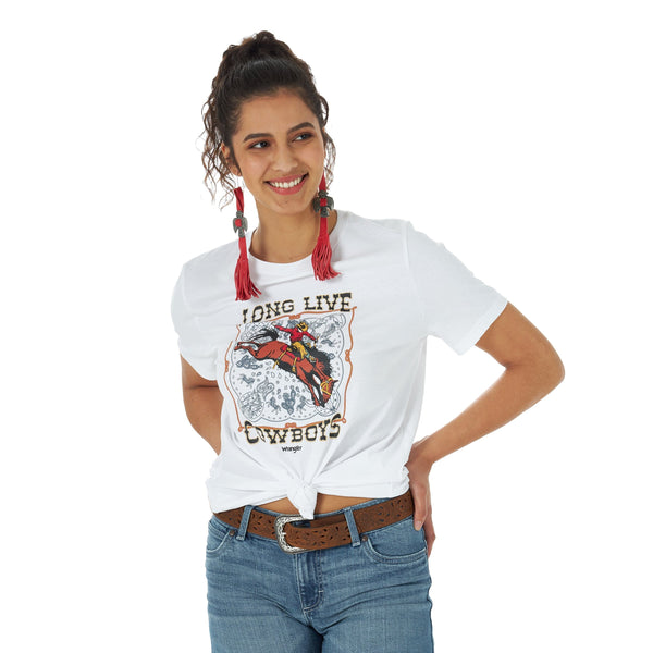 Women's Wrangler Long Live Cowboys Boyfriend Crop Tee